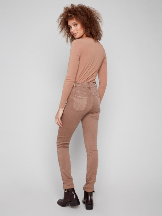 CUFFED HEM 5-POCKET TWLL PANTS - TRUFFLE