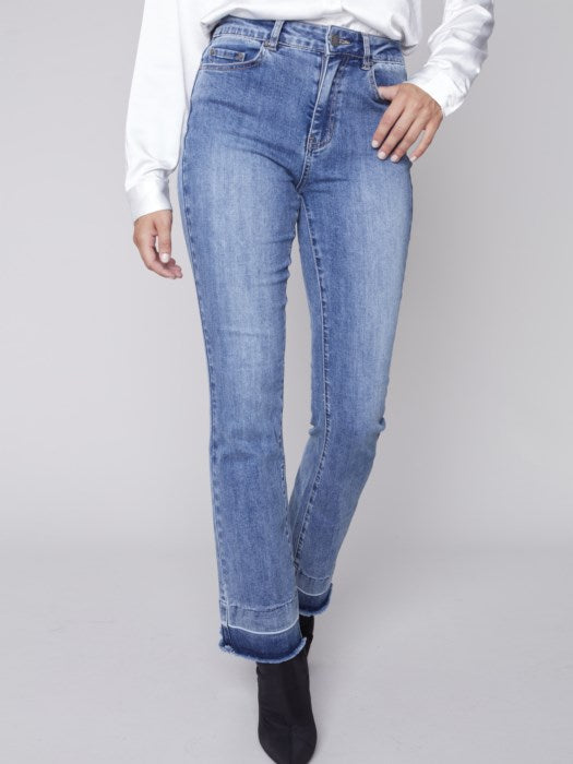 CHARLIE B BOOTCUT DENIM JEANS WITH CONTRAST CUFF - C5368R431A156