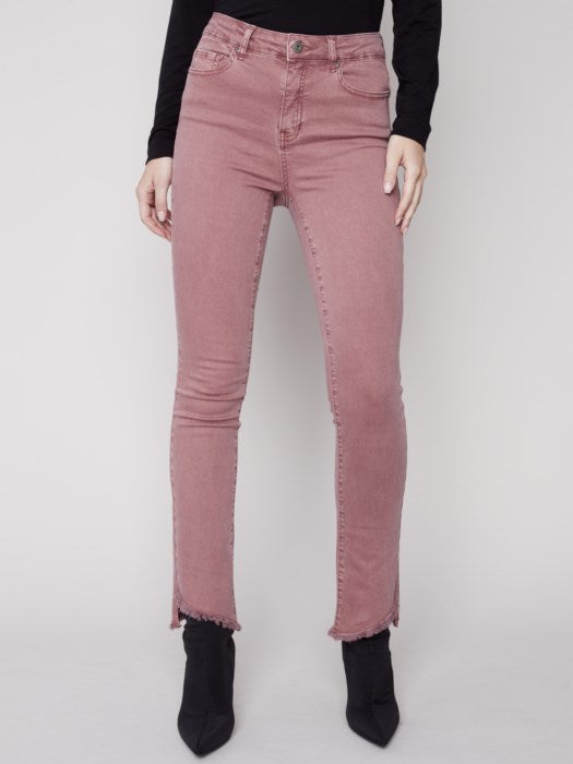 CHARLIE B TWILL PANT - BERRY PINK - C5429618A263