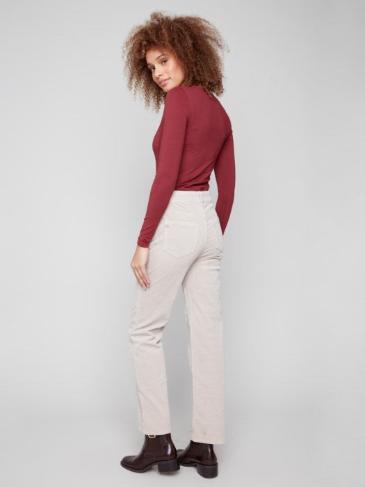 CHARLIE B STRAIGHT LEG CORDUROY PANT - OATMEAL