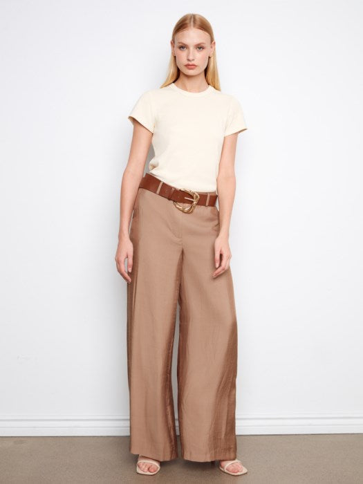 CHARLIE B AIR FLOW SATIN PANT - SAND TAN