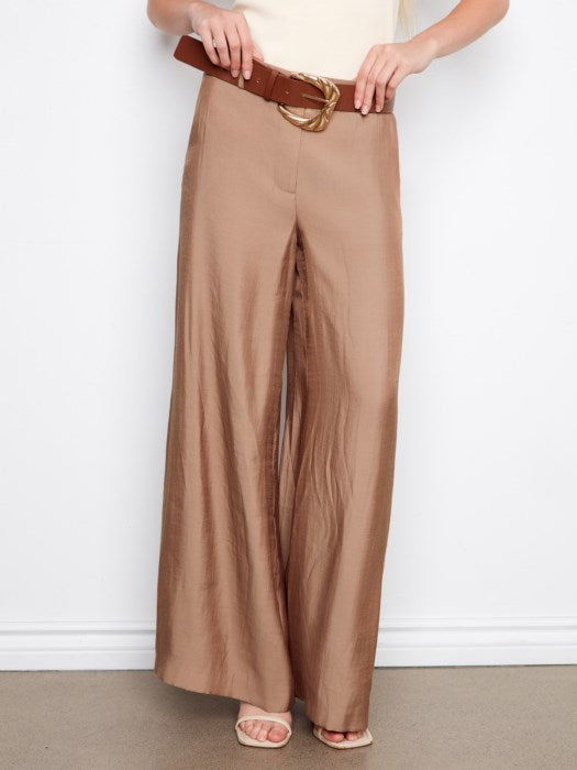 CHARLIE B AIR FLOW SATIN PANT - SAND TAN