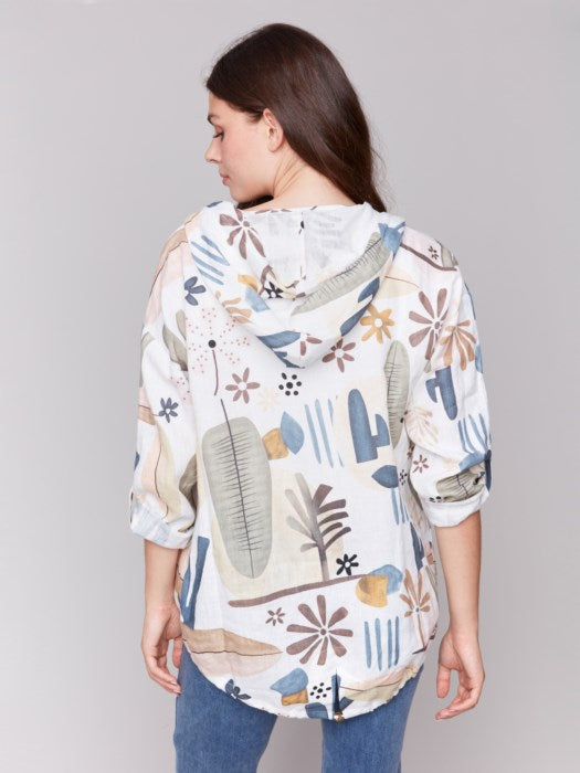 CHARLIE B PRINTED LINEN DUSTER JACKET - MULTI