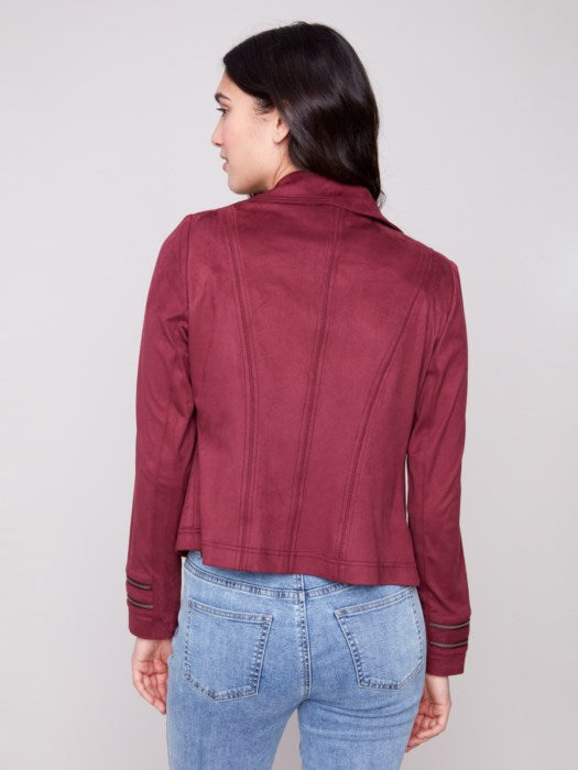 CHARLIE B FAUX LEATHER JACKET - WINE