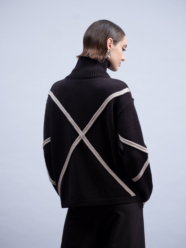 HAAKO SWEATER - BLACK AND WHITE