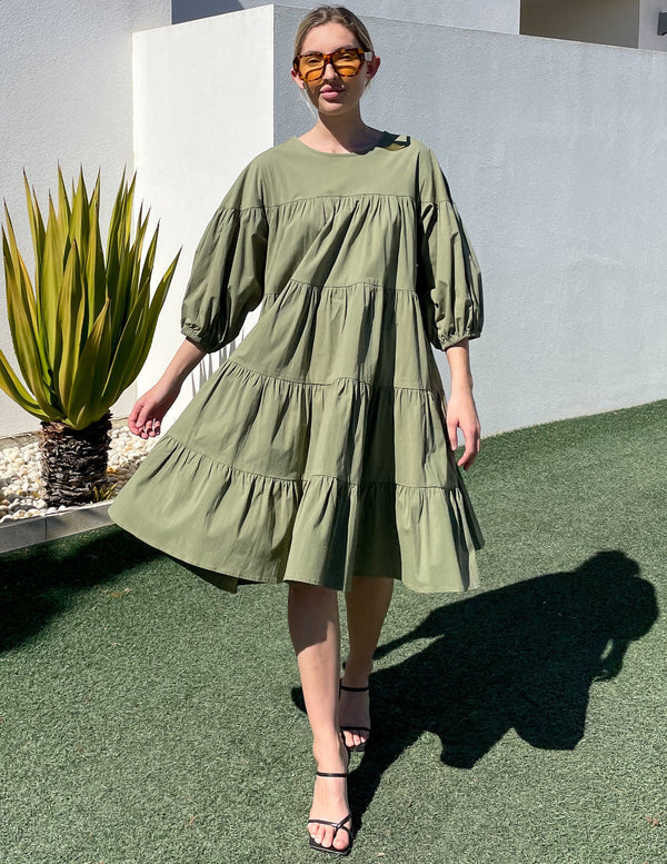 KIIK LUXE DRESS SOLID - OLIVE GREEN- KL653