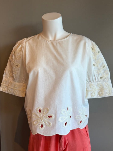 SALE WILD PONY EYELET TOP - WHITE