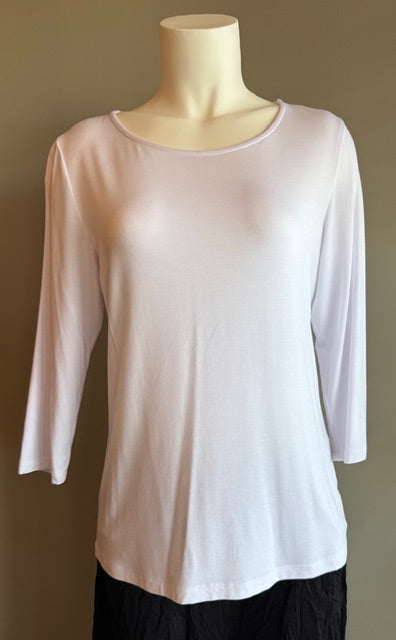 SALE CHALET 3/4 SLEEVE BASIC TOP - WHITE
