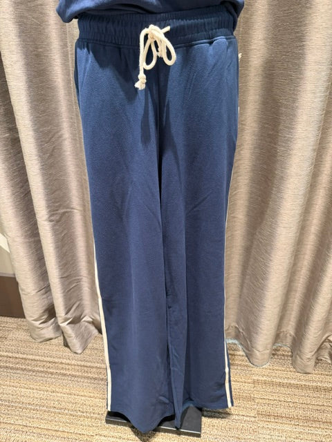 DYLAN WIDE LEG PANT WITH STRIPE - NAVY