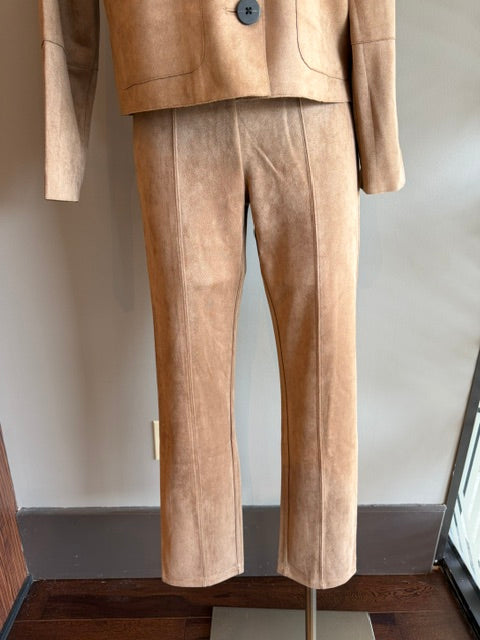 FOIL LOOKING SUEDE PANT - TAN