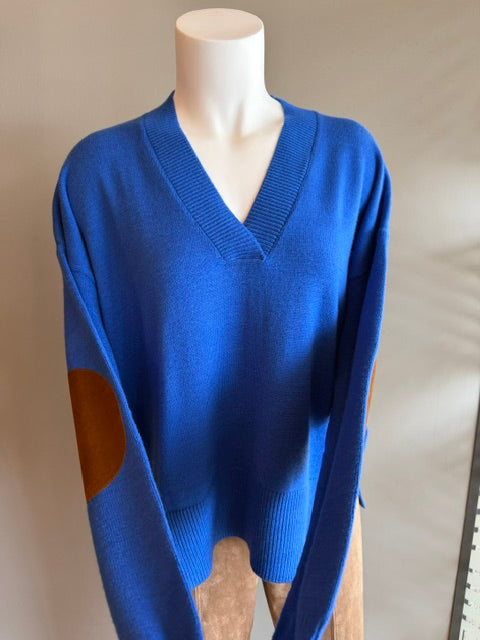 FOIL PERFECT PATCH SWEATER - INDIGO