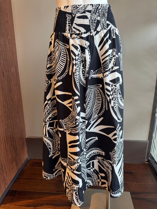 SALE - FOIL SKIRTED AHEAD SKIRT - BLACK AND WHITE