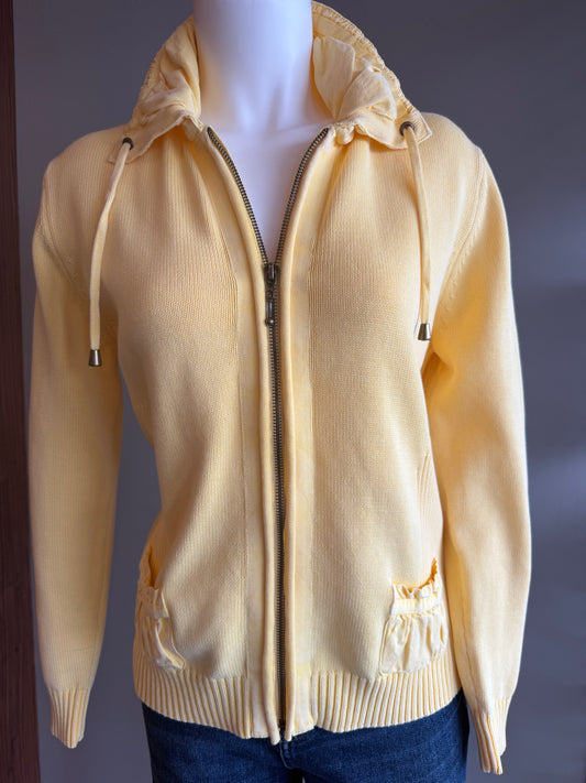 PBJ BLUE FULL ZIP CARDIGAN - YELLOW