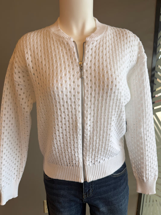 PBJ FULL ZIP CARDIGAN - WHITE
