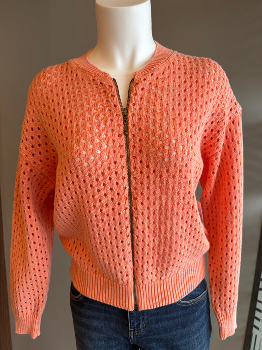 SALE PBJ BLUE FULL ZIP CARDIGAN - ORANGE