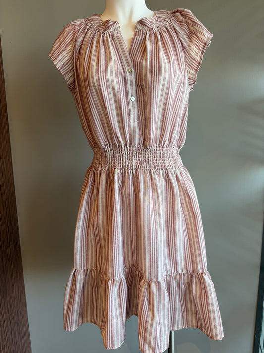 DYLAN JAMES HENLEY DRESS - RED AND WHITE