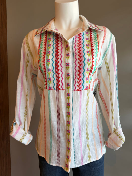 Top John Mark Chambray Boho Con Frange – Taglia 2X Blu, Nuovo Con Etichette - Foto 4
