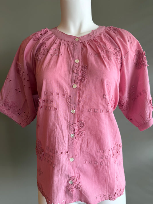 DYLAN SHAY BUTTON BLOUSE - PINK