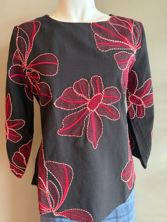 PARSLEY AND SAGE DEANNA TOP - BLACK AND RED