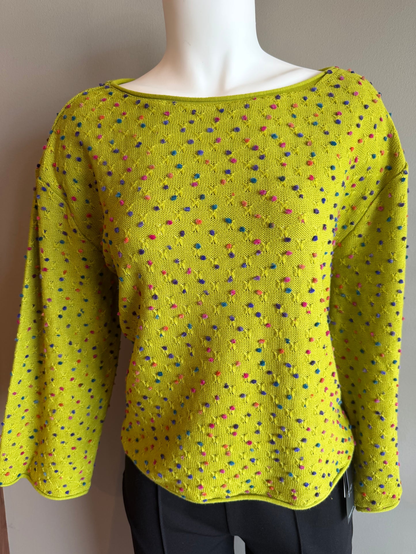 OLIVIA BY HABITAT CONFETTI DOT PARTY PULLOVER - PEAR