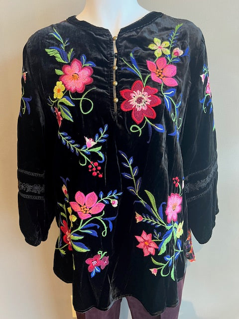 JOHN MARK EMB VELVET B/U - BLACK MULTI