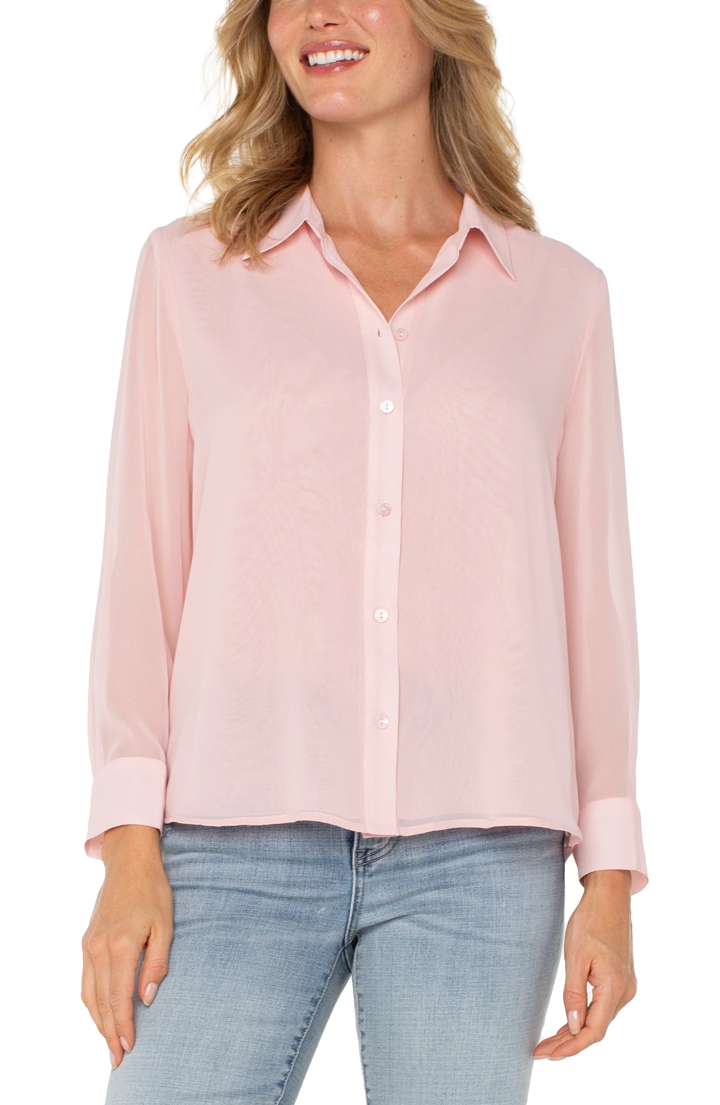 *SALE* LIVERPOOL CHIFFON BLOUSE - PINK