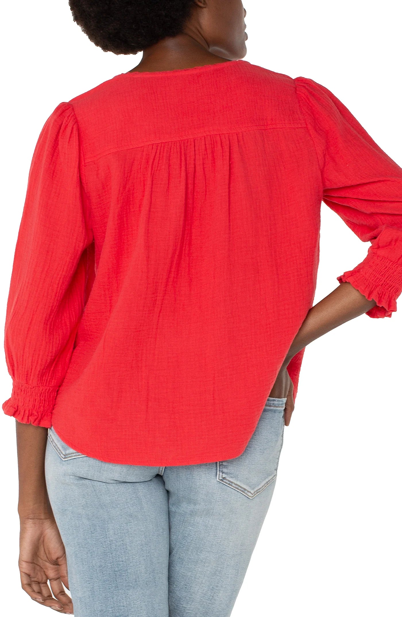 LIVERPOOL 3/4 SLEEVE EMBROIDERED BLOUSE - PINK