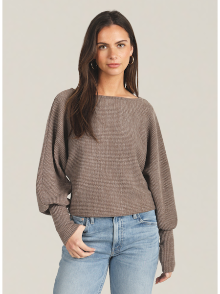 DYLAN ANDIE DOLMAN SLEEVE KNIT TOP - BROWN