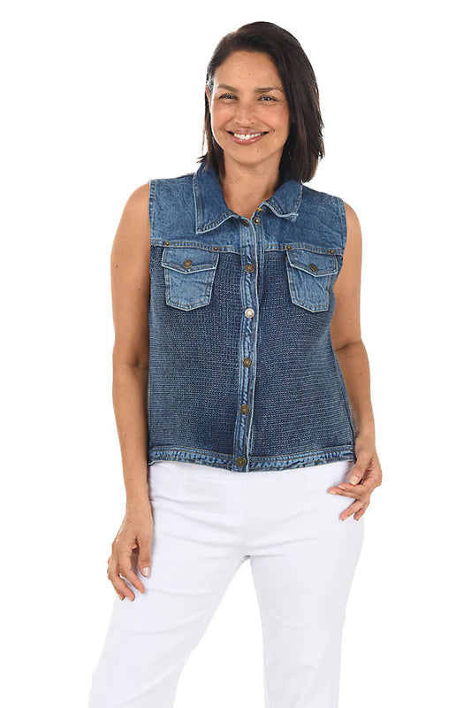 PBJ BLUES SWEATER VEST - INDIGO - BL071IND