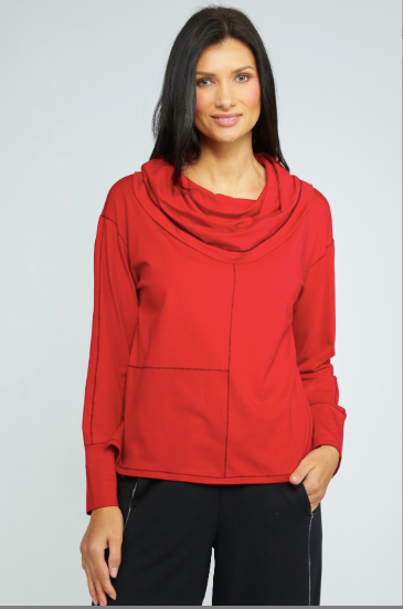 OLIVIA COOL COWL TOP - CHILI