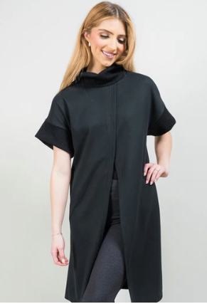 TRISHA TYLER S/S LONG COWL - BLACK