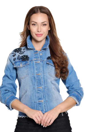 JOHN MARK EMBROIDERED DENIM JACKET