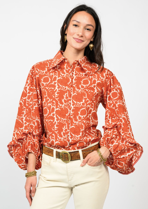 IVY JANE RUSTY VINES TOP - ORANGE