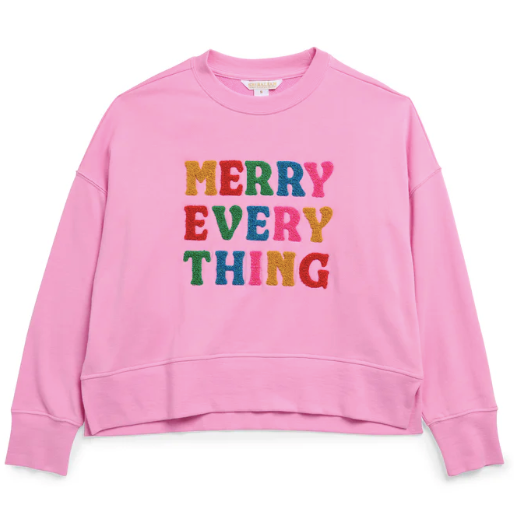 SHIRALEAH MERRY EVERYTHING SWEATSHIRT - PINK MULTI