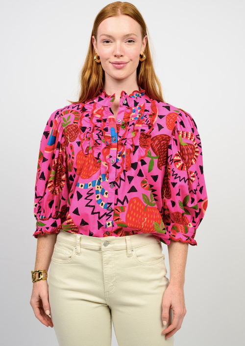 CHARMING SNAKES TOP - HOT PINK MULTI