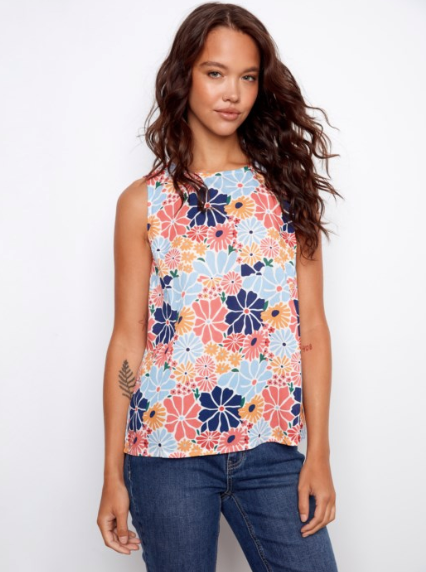 SALE CHARLIE B PRINTED S/L BLOUSE - MULTI