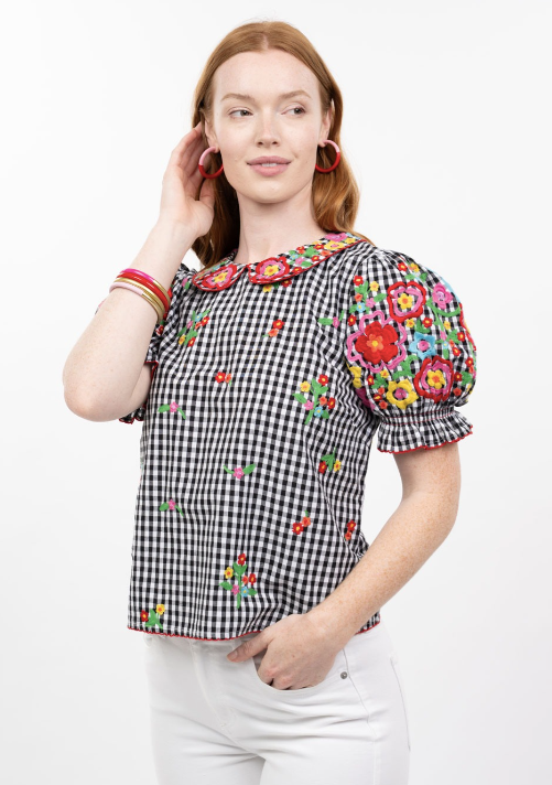 SALE - IVY JANE GINGHAM GARDEN TOP - MULTI