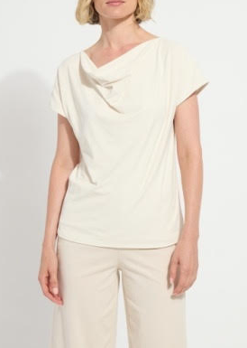 SALE LYSSE ENSLEY COWL NECK TOP - CREAM