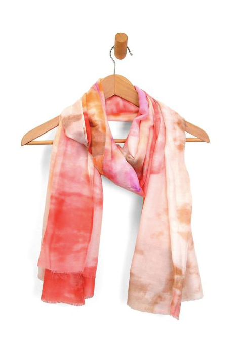 SALE - JOY SUSAN SOFT TIE DYE SCARF - CORAL