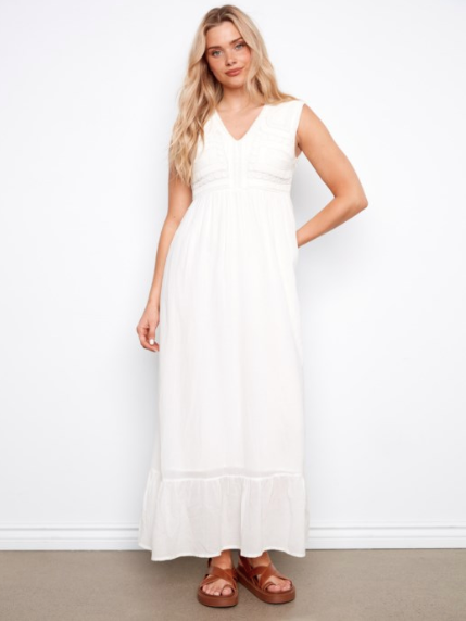 SALE CHARLIE B APPLLIQUE MAXI DRESS - NATURAL