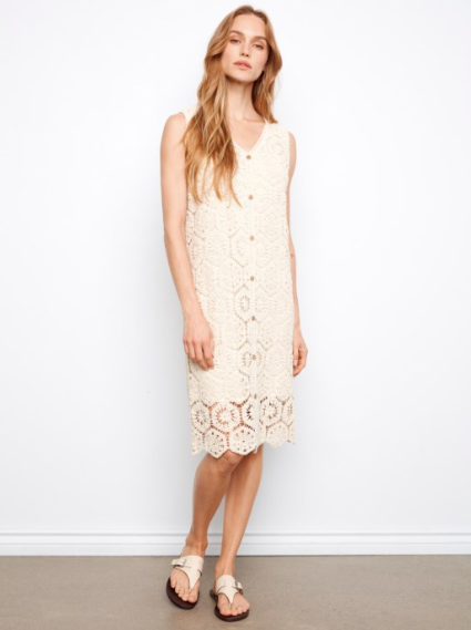 CHARLIE B CROCHET DRESS - FOG