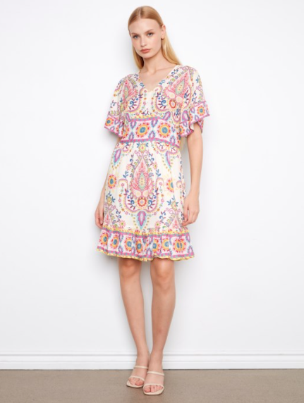 CHARLIE B BORDER PRINT DRESS - CARNIVAL