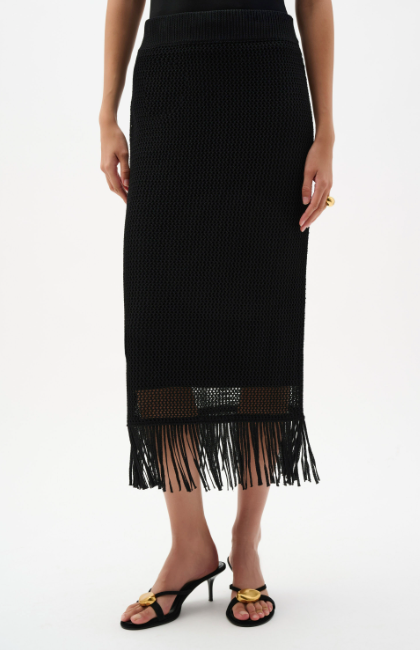 JOSEPH RIBKOFF VISCOSE SWEATER KNIT SKIRT - BLACK