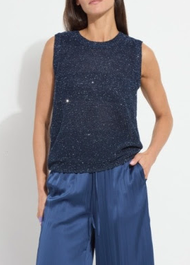 LYSSE NICOLA SEQUINED SHELL - NAVY BLUE