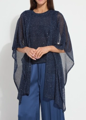 LYSSE RIVA MESH SEQUIN SHRUG - NAVY BLUE