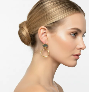 LJ SONDER EVE EARRING - GOLD AND LABRADORITE