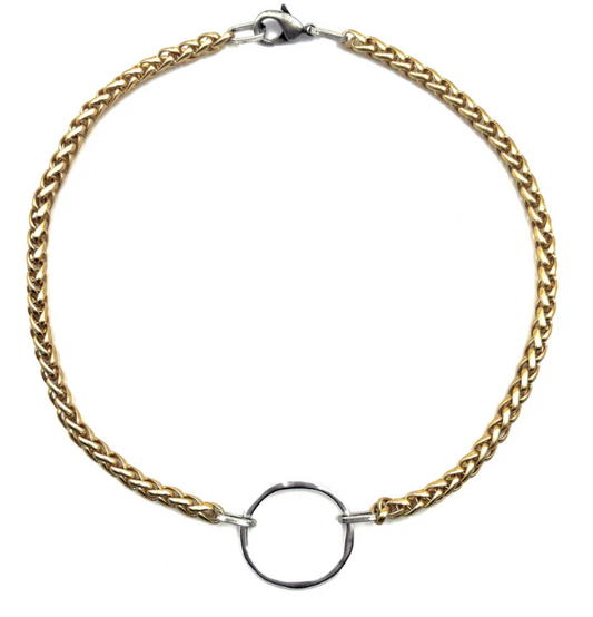 LJ SONDER DARCY NECKLACE - GOLD CHAIN SILVER CIRCLE