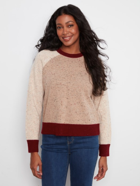 CHARLIE B COLORBLOCK KNIT SWEATER - TERRE
