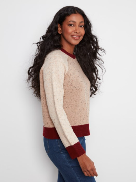 CHARLIE B COLORBLOCK KNIT SWEATER - TERRE
