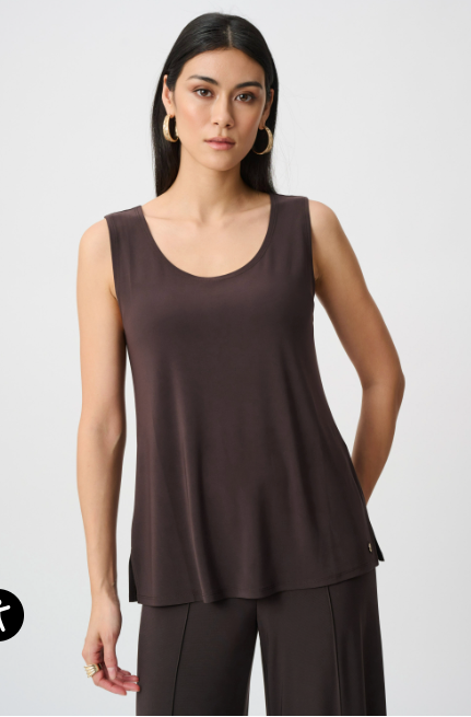 JOSEPH RIBKOFF SILKY KNIT SCOOP CAMISOLE - MOCHA